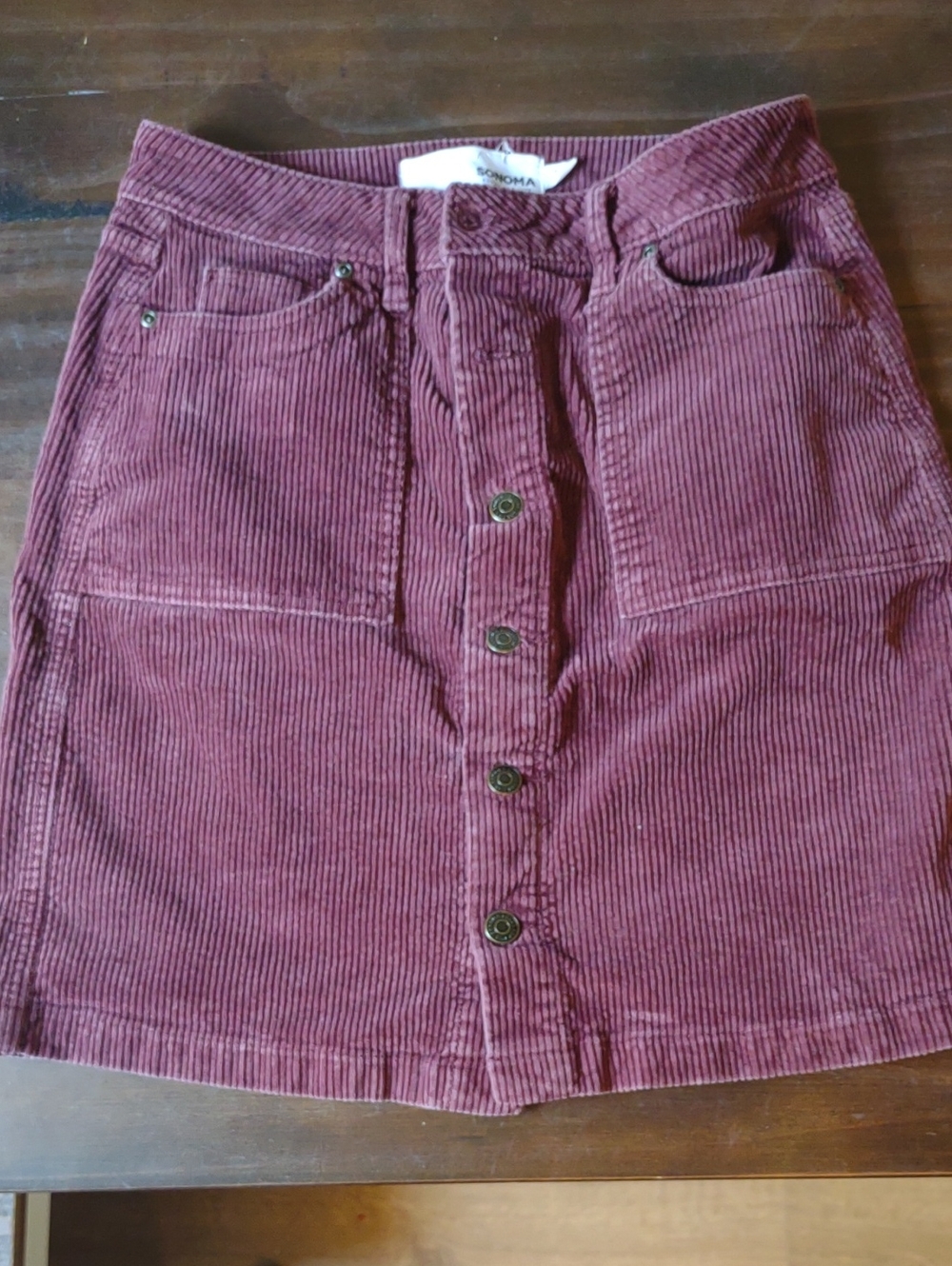 Sonoma Button-Front Corduroy Mini Skirt - Rose